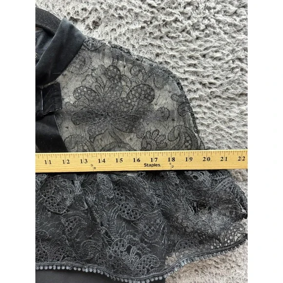 Self-Portrait Lace & Bow Accent Mock Neck Mini Shift‎ Dress Black Womens Size 6 - Picture 15 of 16